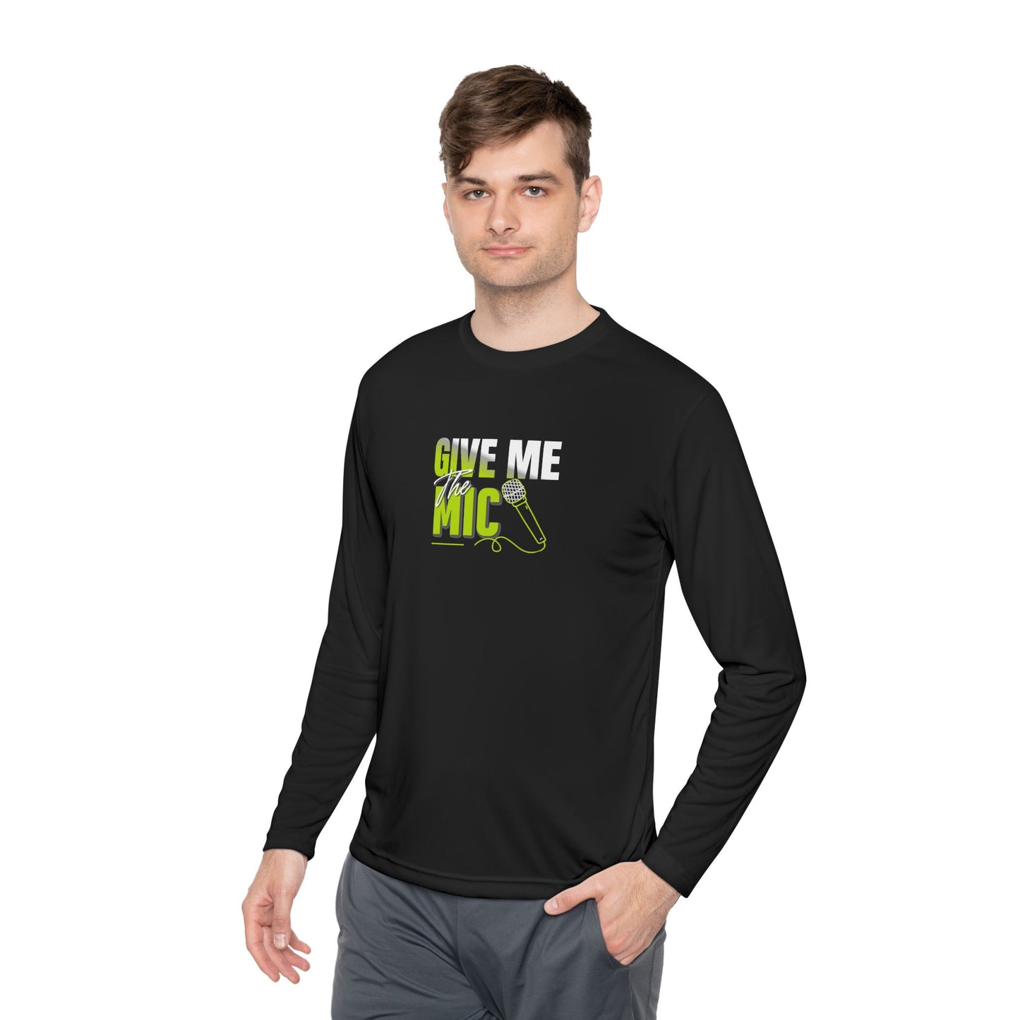 'Give Me the Mic' Shirt - Unisex Lightweight Long Sleeve Tee