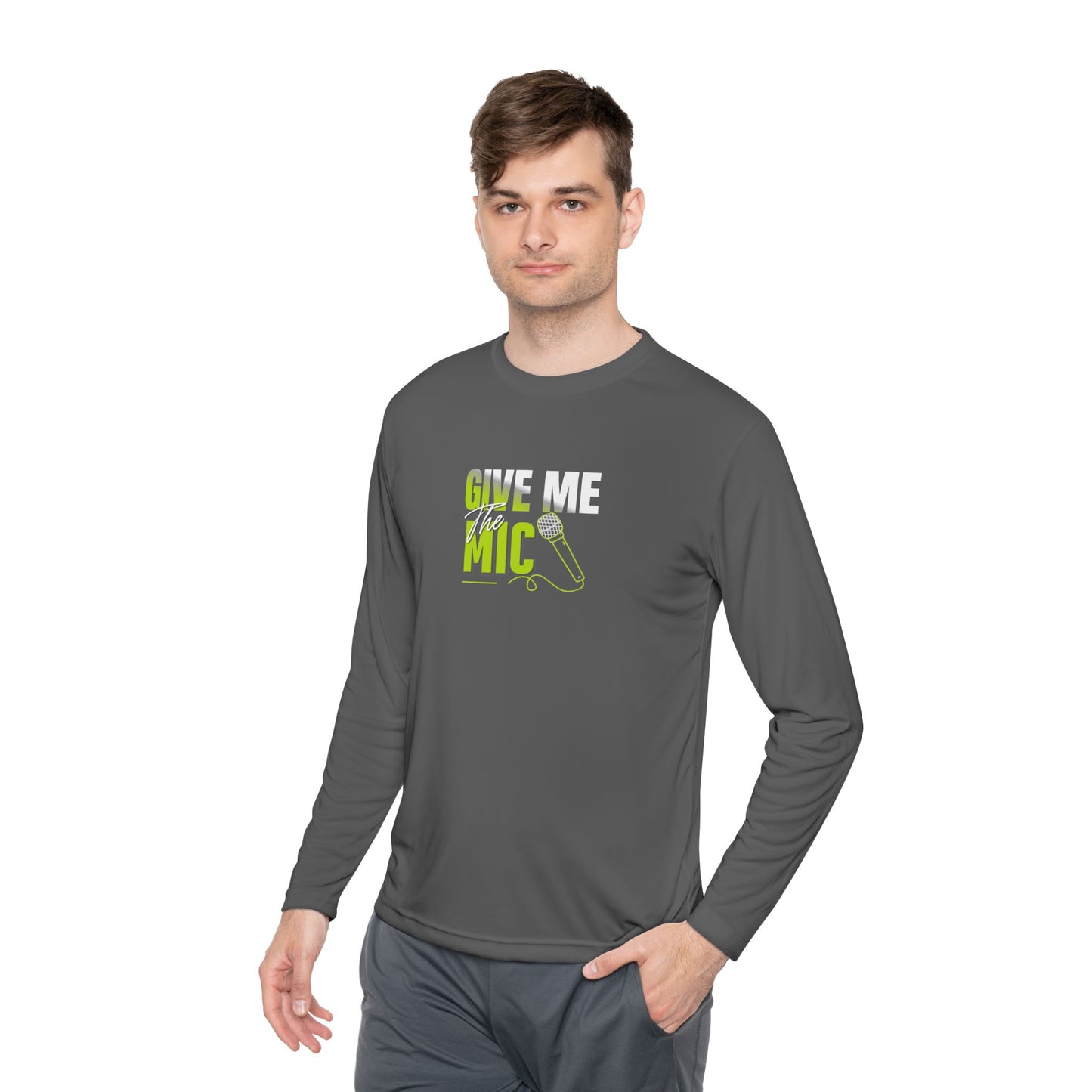 'Give Me the Mic' Shirt - Unisex Lightweight Long Sleeve Tee