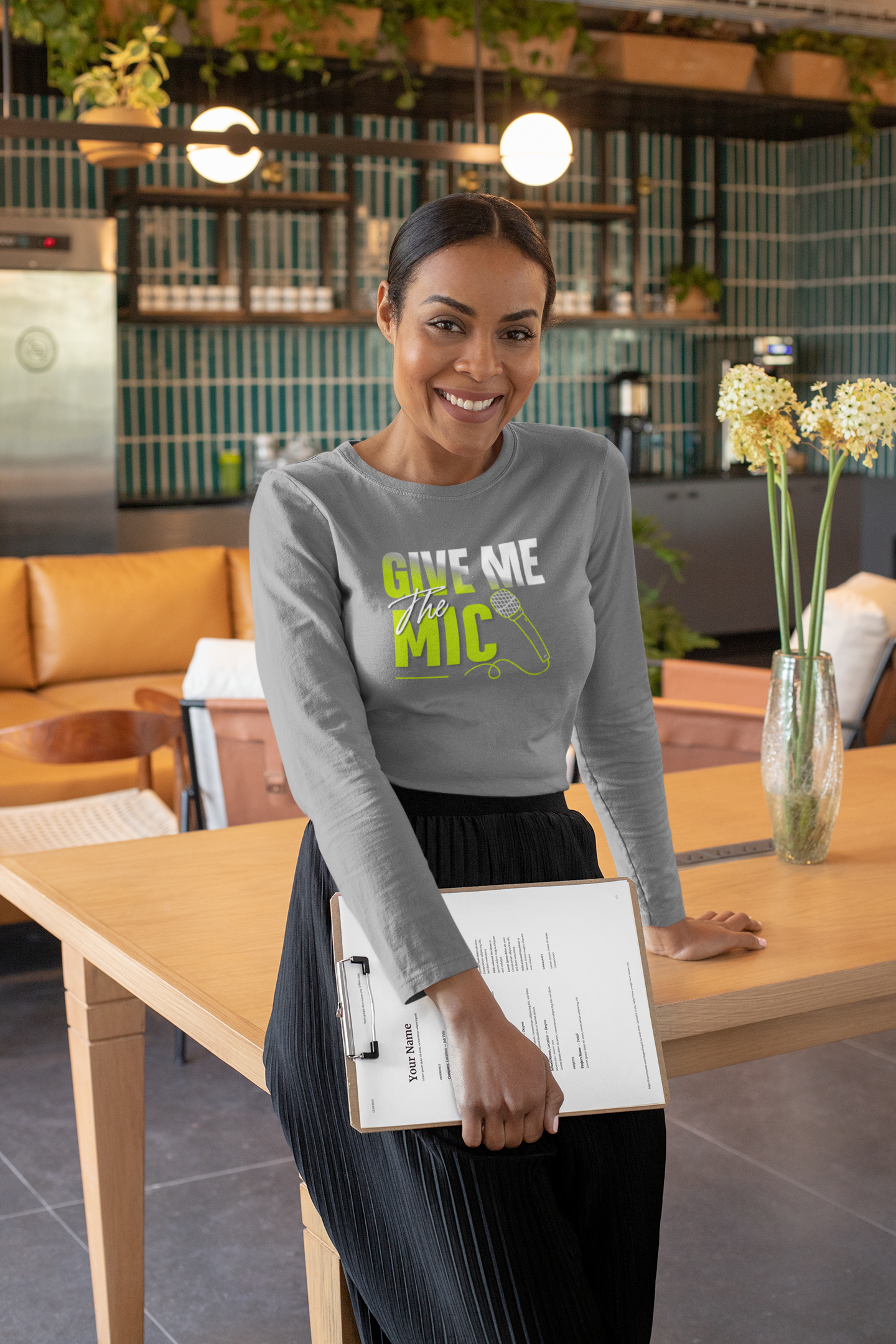 'Give Me the Mic' Shirt - Unisex Lightweight Long Sleeve Tee