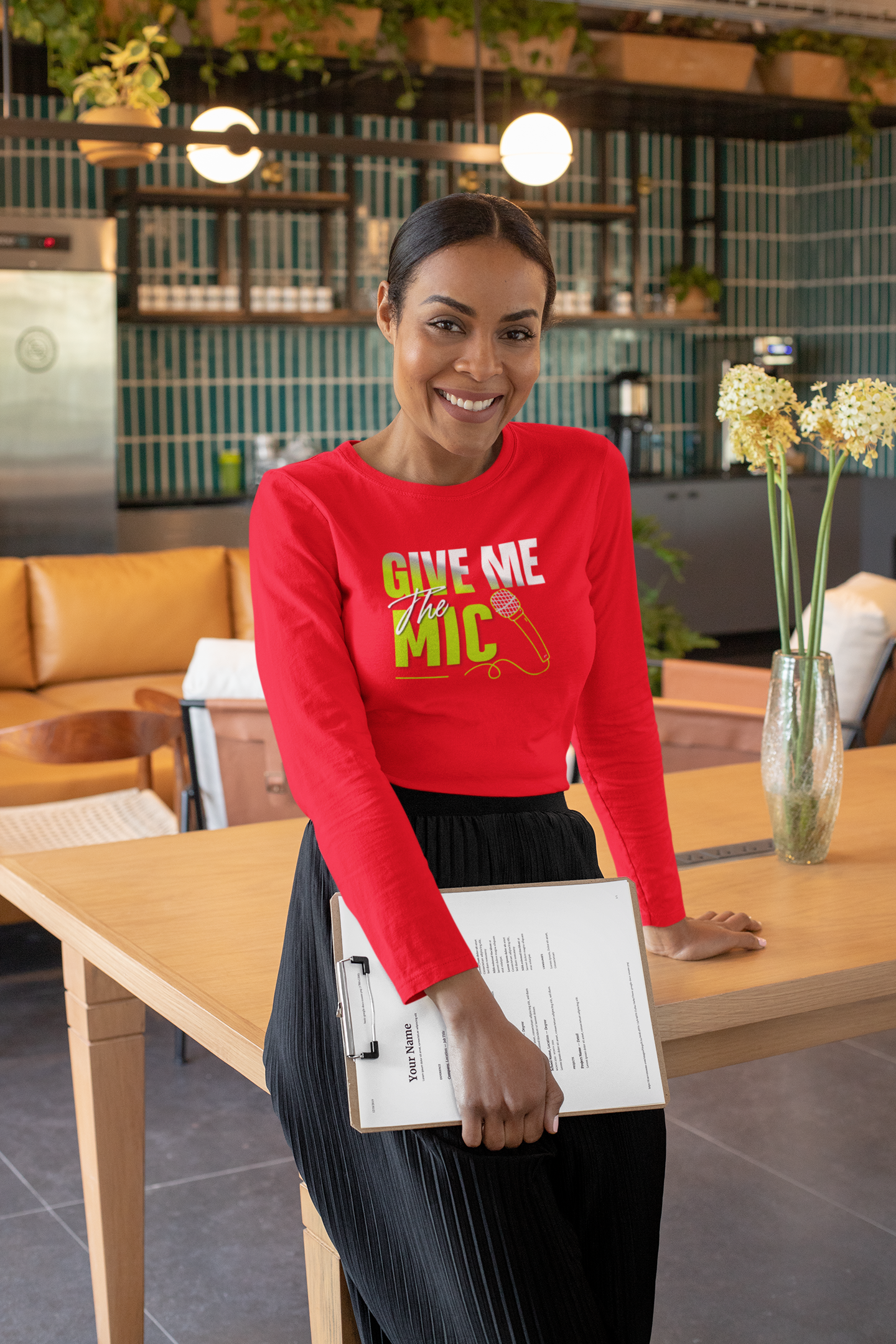 'Give Me the Mic' Shirt - Unisex Lightweight Long Sleeve Tee