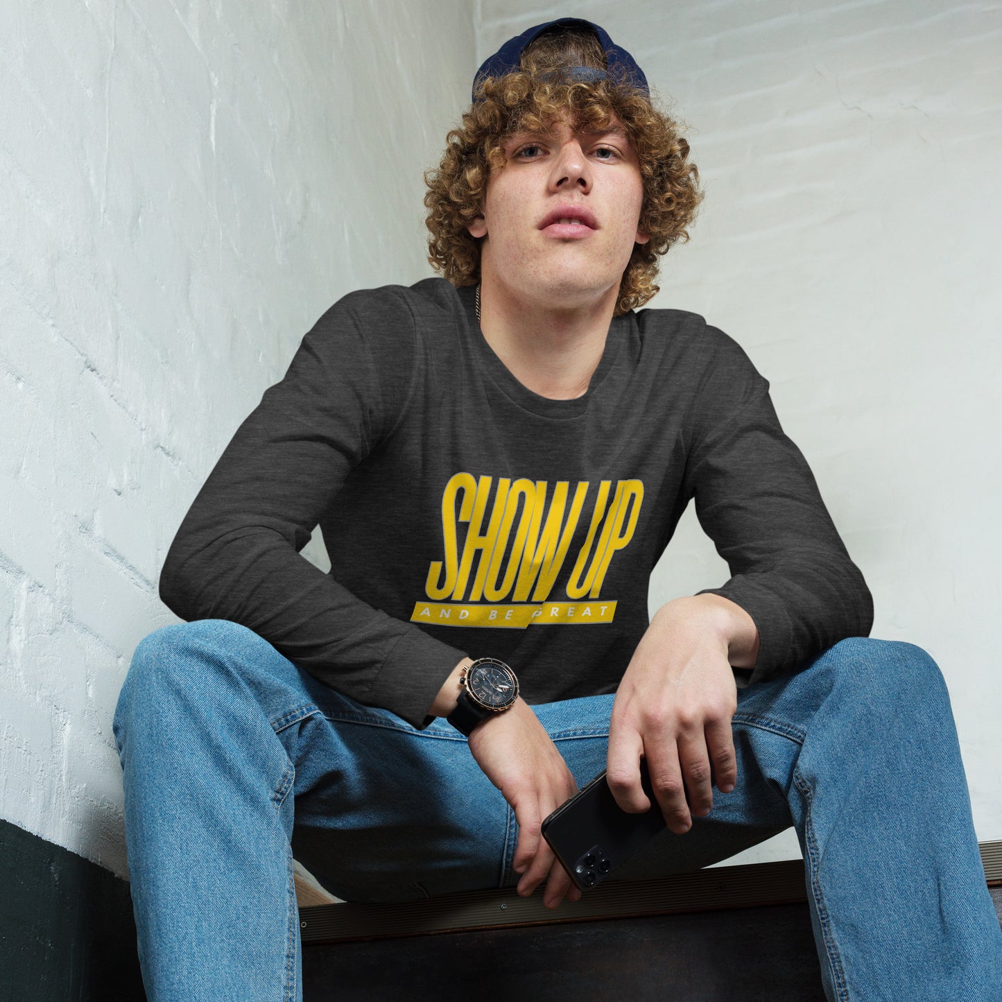 YELLOW "SHOW UP" Unisex Long Sleeve Tee