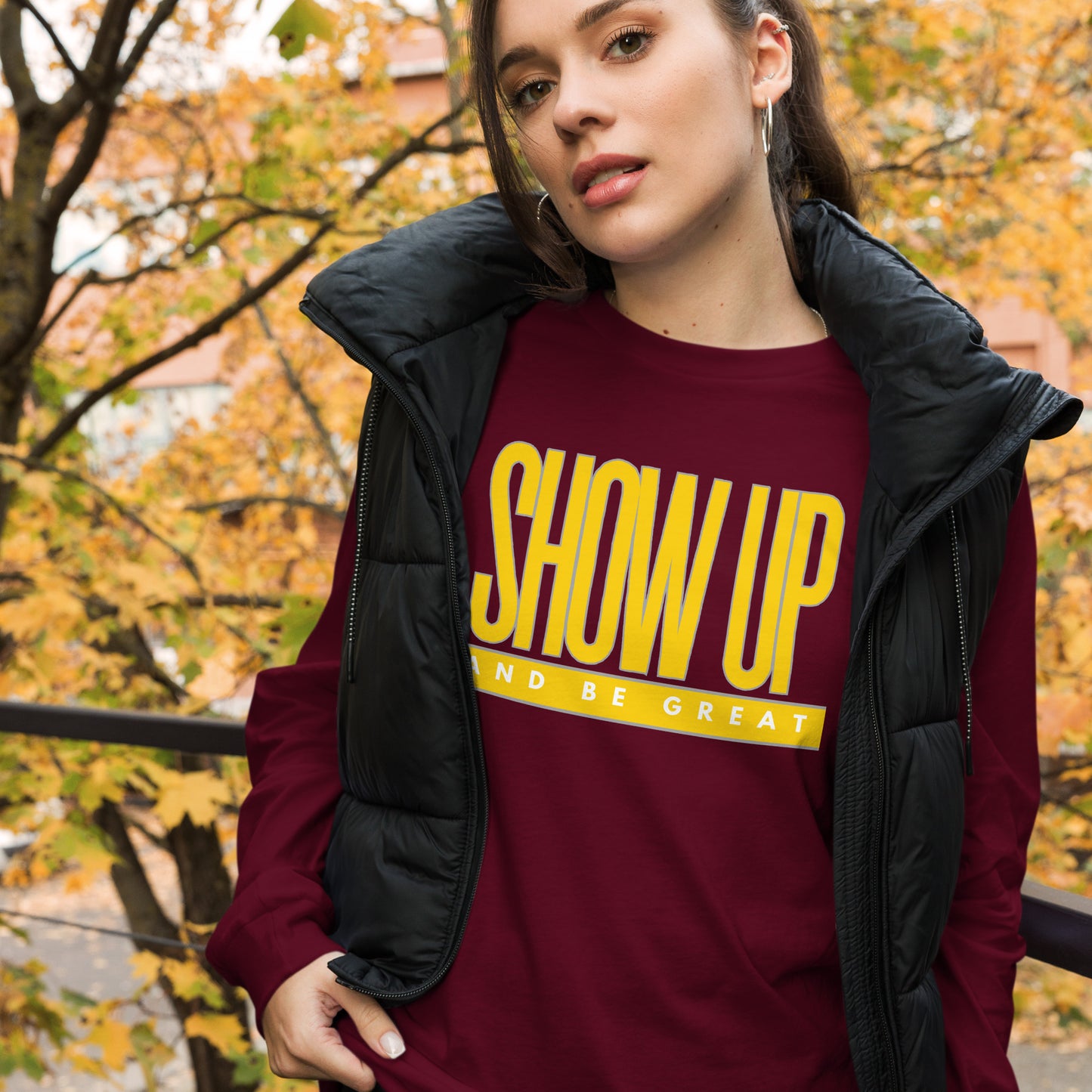 YELLOW "SHOW UP" Unisex Long Sleeve Tee