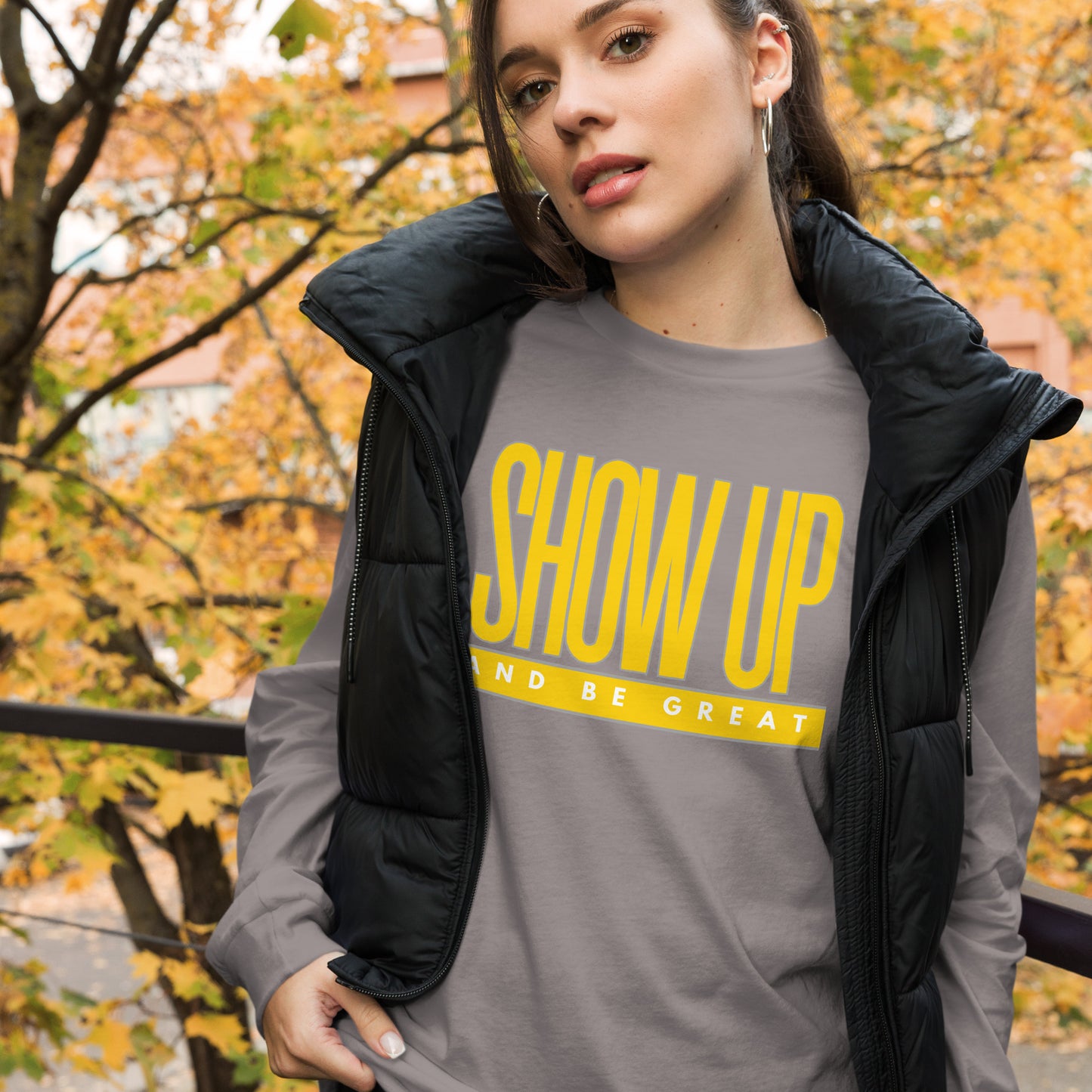 YELLOW "SHOW UP" Unisex Long Sleeve Tee